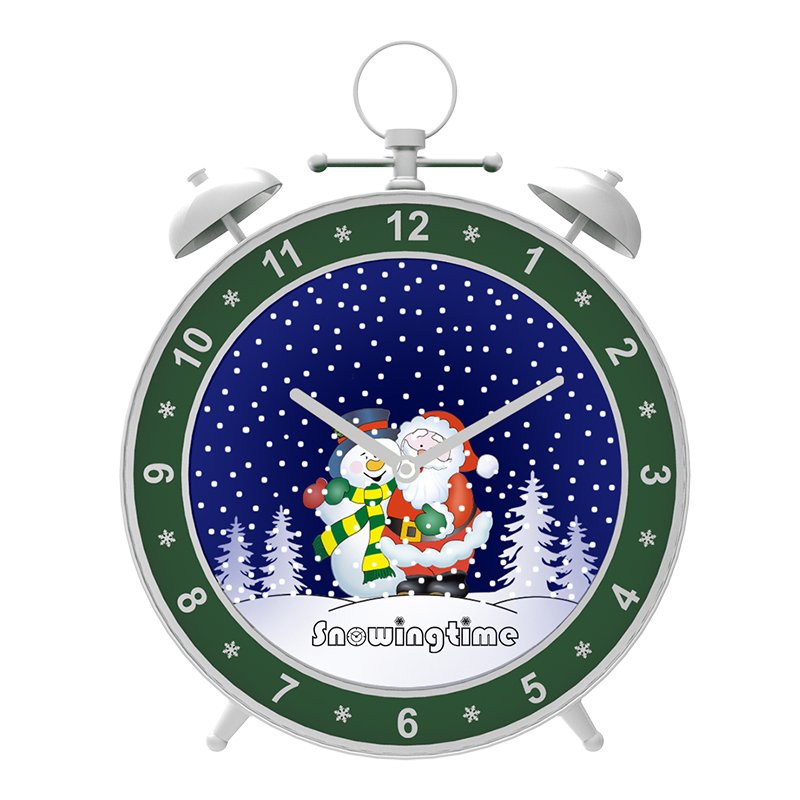 Alarm Clock Shaped Ornament Snowing Christmas Decoration