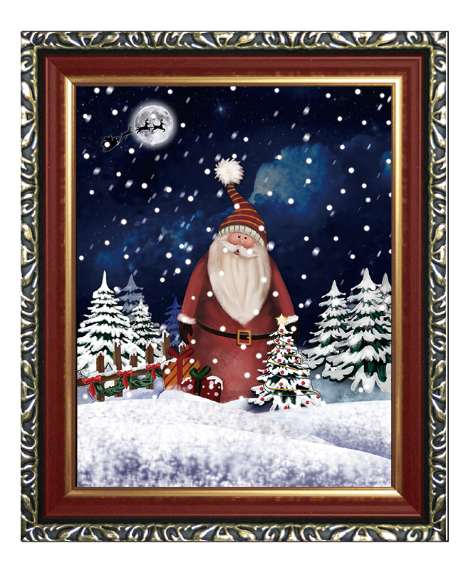 (WP046ST4-RJG) Decorative Wall Plaque with Santa Scene, Falling Snows and Music for Christmas Party