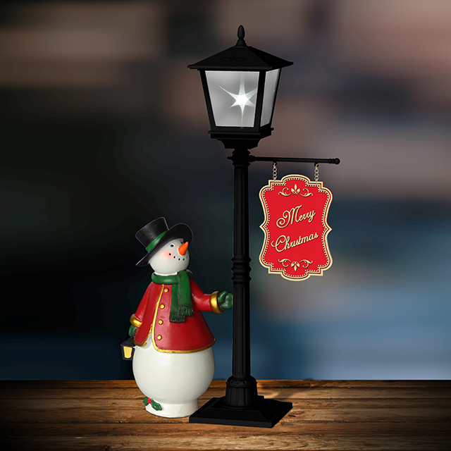 magic light with snowman mini street post light