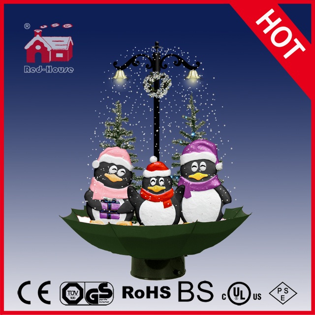 (118030U075-3P-GW) Snowing Christmas Decorations with Umbrella Base