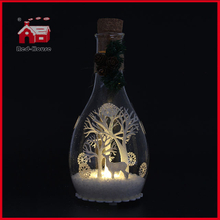 Glass Giftware Christmas Decoration LED Glass Bottle Decoration Christmas Tree Santa Inside