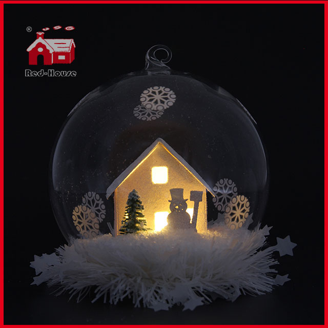 House Design LED Glass Balloon Decoration Christmas Glass Giftware Christmas Tree
