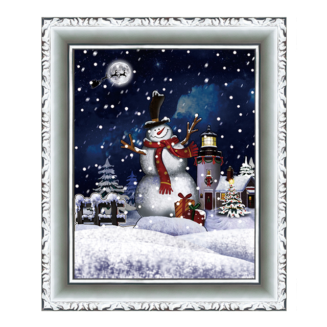 (WP046ST4-RJG) Decorative Wall Plaque with Santa Scene, Falling Snows and Music for Christmas Party