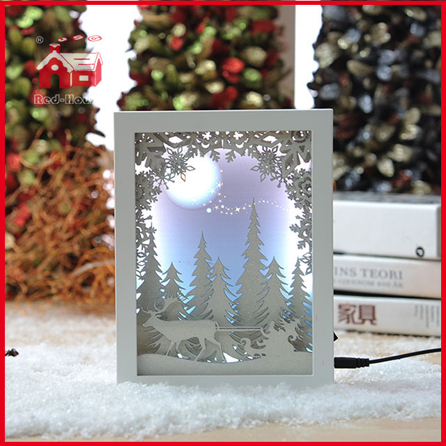Forest Scene Shadow Box Frames Wholesale Blown Glass Wall Decoration with Plastic Frame