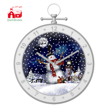 2019 New Design of Snowing Christmas Decoration Wall Clock with Led Light