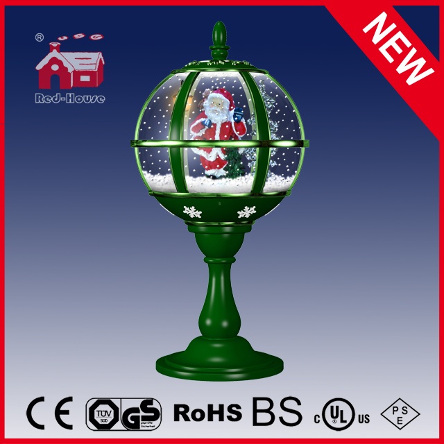 (LT30059D-GG10) Santa Clasu Waving Polyresin Decoration Round Tabletop Lamp