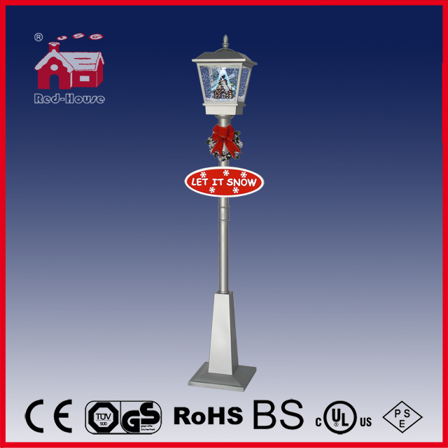 (LV180W-SS) Red-House Rainproof Christmas Snowing Streetlamp with Music 180cm