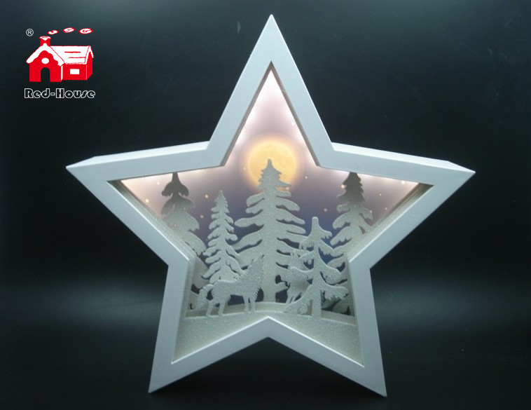 Christmas Decorative Star Frame Music Box As Led Home Decoration with Laser Cut Christmas Scene From Christmas Decoration Supplies
