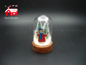Christmas Glass Decoration in Mini Dome Shape with Scene inside Led Power by Button Batteries