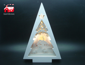 Christmas Decorative Pine Tree Frame Music Box As Led Home Decoration with Laser Cut Christmas Scene From Christmas Decoration Supplies