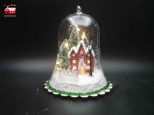 Christmas Glass Decoration in Bell Shape with Led Scene inside Power by 3*AA Batteries
