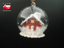 Christmas Decorative Hanging Led Lights Snow Globe with Building And Snow Flake Scene