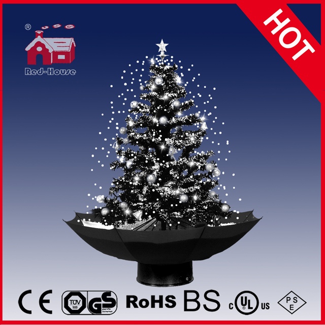 (18030U075-HW) Classic Black and White Christmas Tree Decoration with Snowflakes