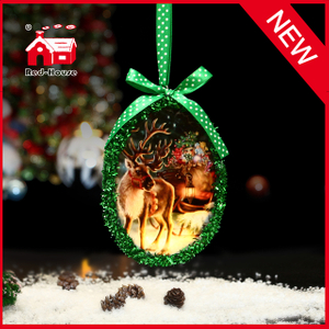 Manufacturer New Style Hanging Oval Shape Christmas Glass Decoration