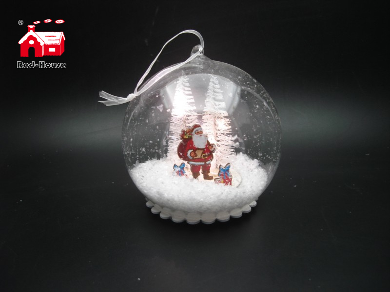 Christmas Decorative Hanging Led Lights Snow Globe with Santa Claus And Snow Flake Scene