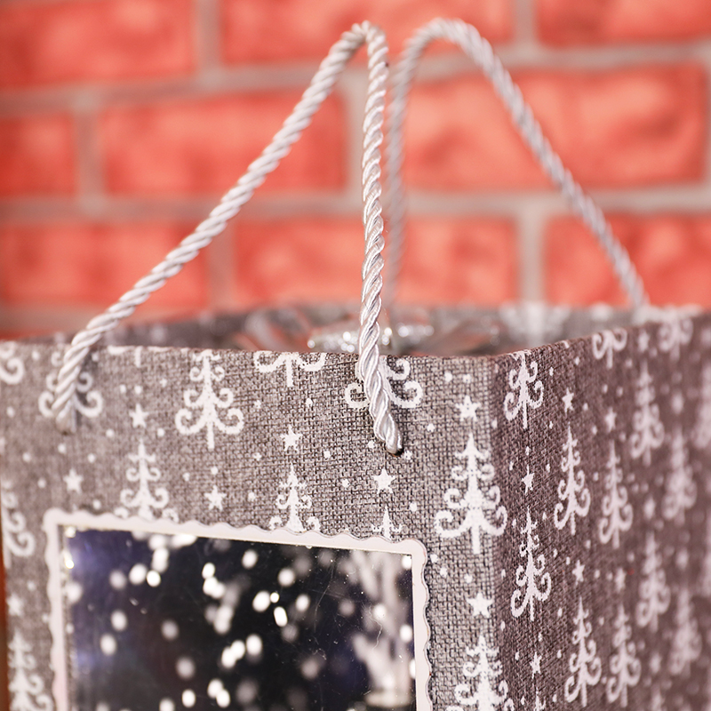 Christmas Gifts Unique Plastic Gift Hand Bag Led Lighted Music Snowing Christmas Lantern 