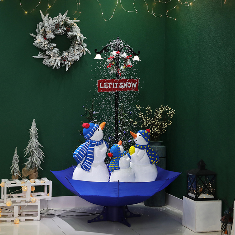 (40110U170-3S-BW) Snowing Christmas Decorations with Umbrella Base