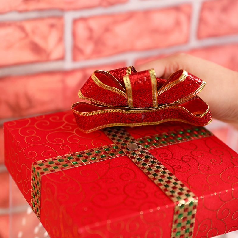 Red House snow decoration box music lightning Topper gift box lantern