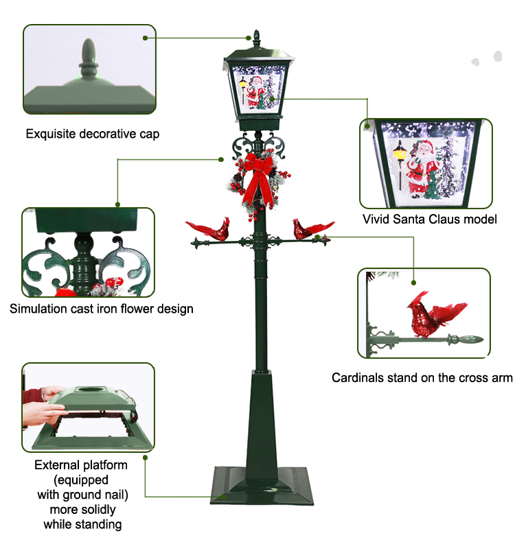 LED Outdoor Vertical Street Lamp Christmas Crafts with Music
