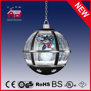 (LH30033H-HS00) Christmas Gifts Black Round Snow Globe Hanging Lamp with LED