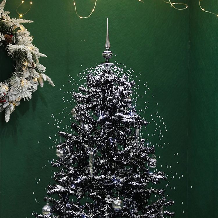 (40110U190-HS) Black Christmas Tree with Flying Snow LED Lights and Music