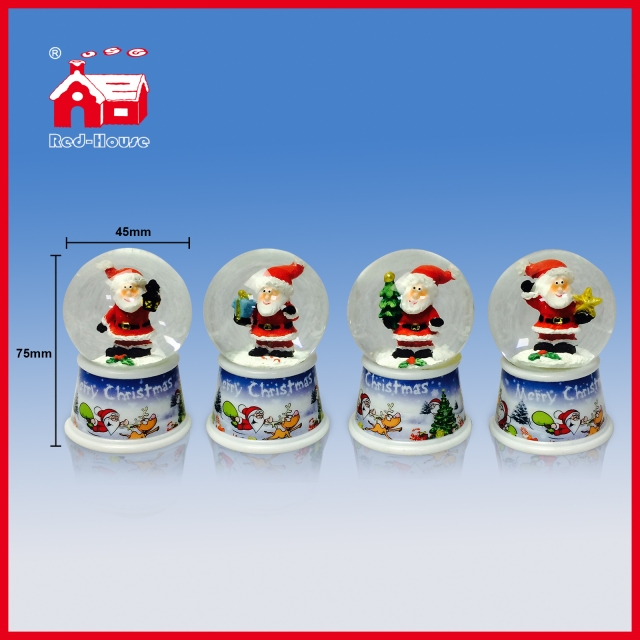 Printed Base Water Snow Globe Christmas Santa With LED Lights Blowing Snow 