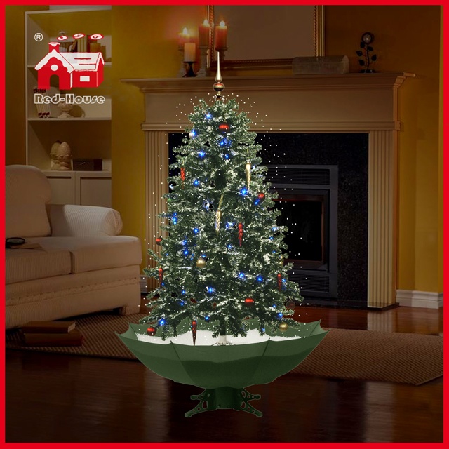 (40110U150-GW) All Green Christmas Tree Snowing Xmas Decoration with LED