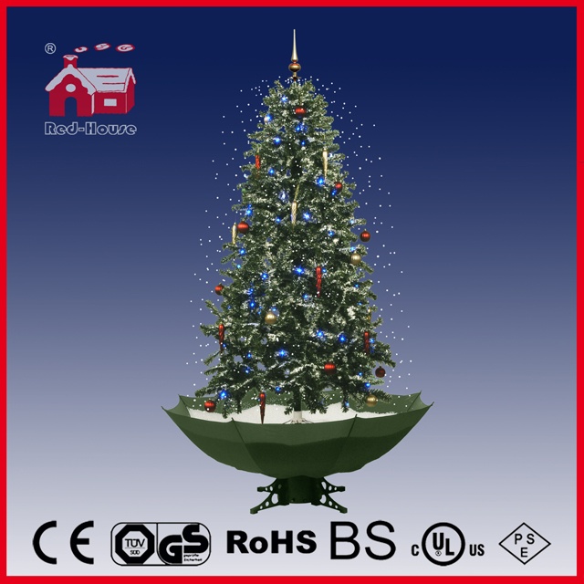 (40110U190-GW) Holiday Decoration Snowing Christmas Tree with Umbrella Base