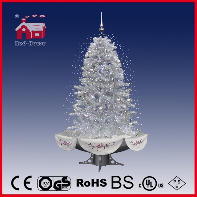 (40110U150-SS) All White Flying Snow Christmas Tree with LED and Music