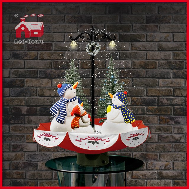 (118030U075-3S-RS) Snowing Christmas Decorations with Umbrella Base