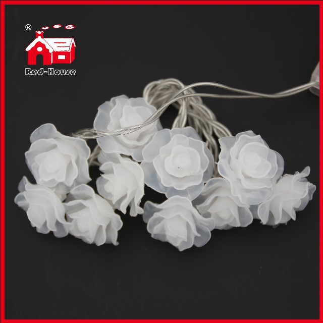 10 Simulation Pink Rose LED Battery Light String Flower Christmas Light